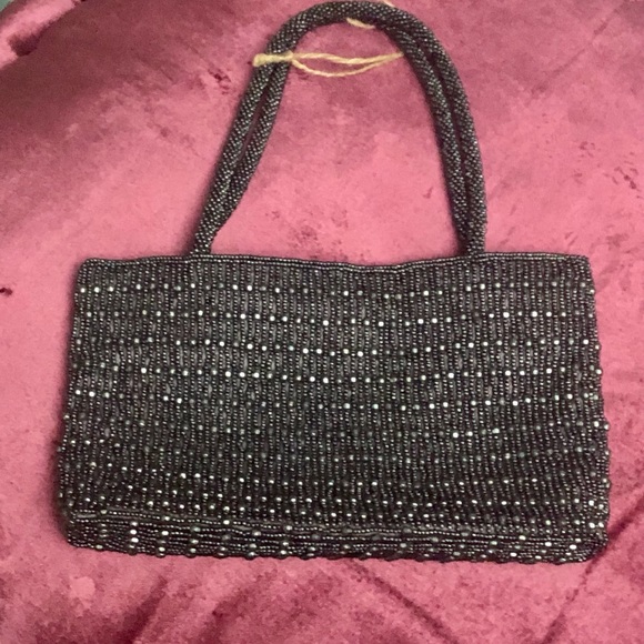 Hillard and Hanson Silver Beaded Mini Evening Bag - Picture 8 of 10